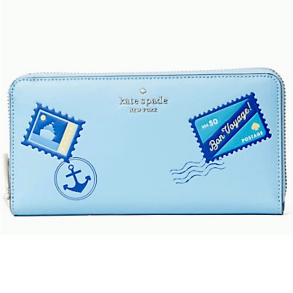 New! Kate Spade fresh water Bon voyage off the grid large continental wallet.
